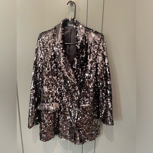 Silver/Grey Sequin Blazer ASOS Size 8